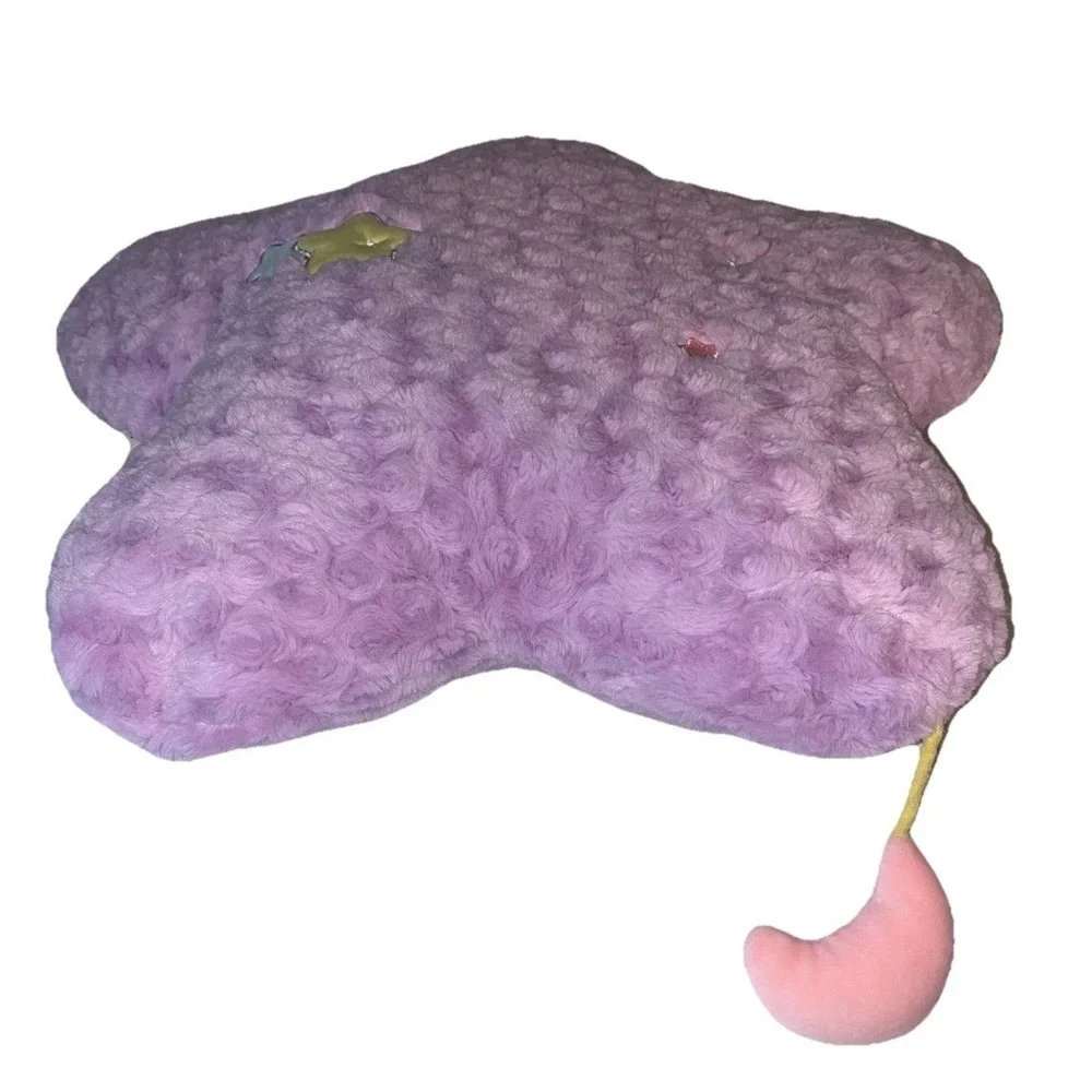 Rumi Life Purple Star Plush Pillow - Textured Rose Swirl - Celestial Moon Decor